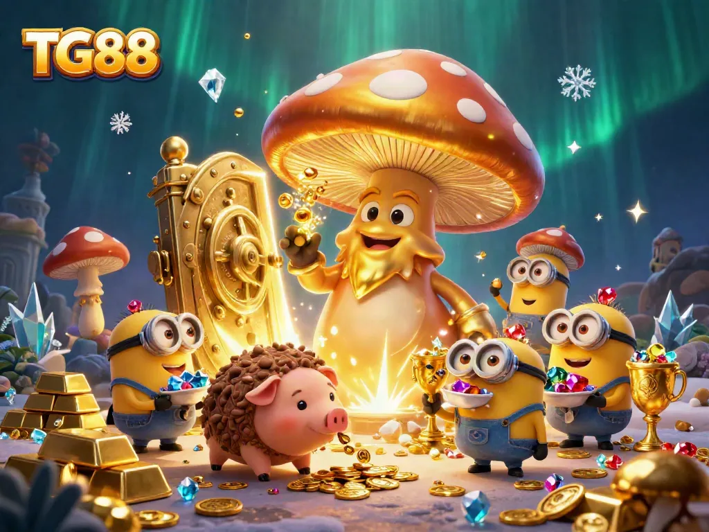 Experience winning magic at TG88 with vibrant casino treasures and enchanting characters in a dazzling scene.