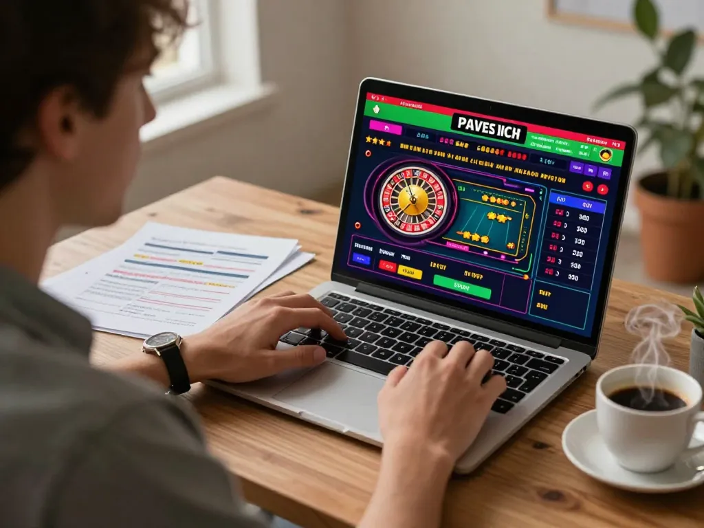 Engaged player on laptop exploring online gambling strategies at home, focusing on MANCLUB.