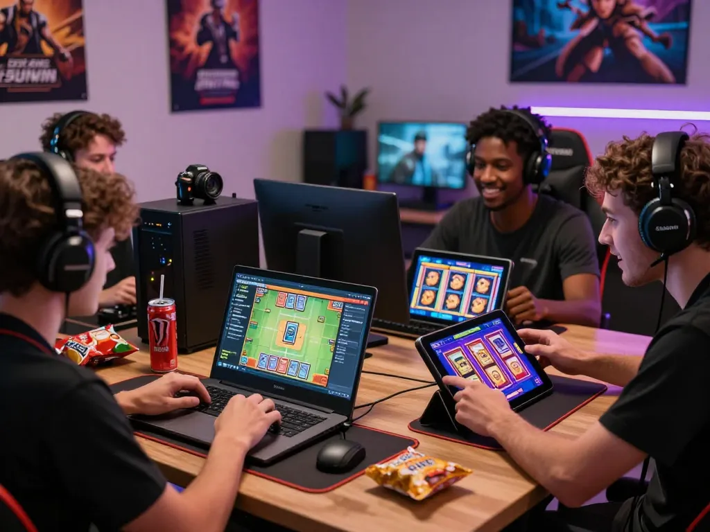 Diverse gamers enjoying Sunwin online platform with engaging games and vibrant atmosphere.