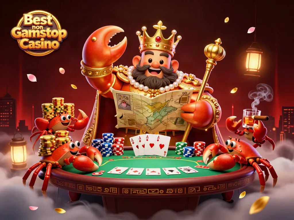 Experience the excitement of the Best non Gamstop Casino with a lavish 3D crab emperor and poker table.
