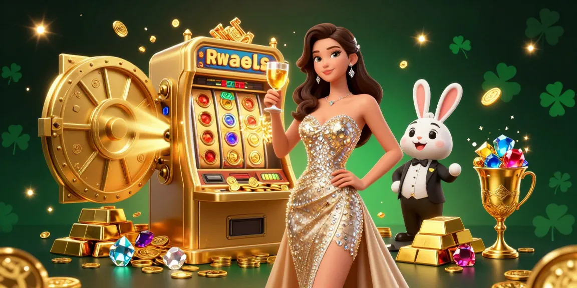 S666 players celebrate winning at a luxurious casino with dazzling slot machines and gold coins.