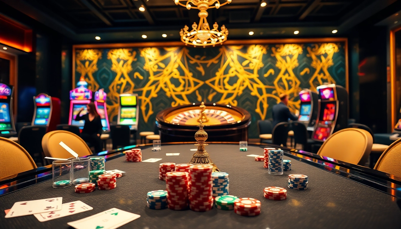 Engaged players at nhà cái fly88 enjoy a vibrant casino atmosphere with poker chips and roulette action.