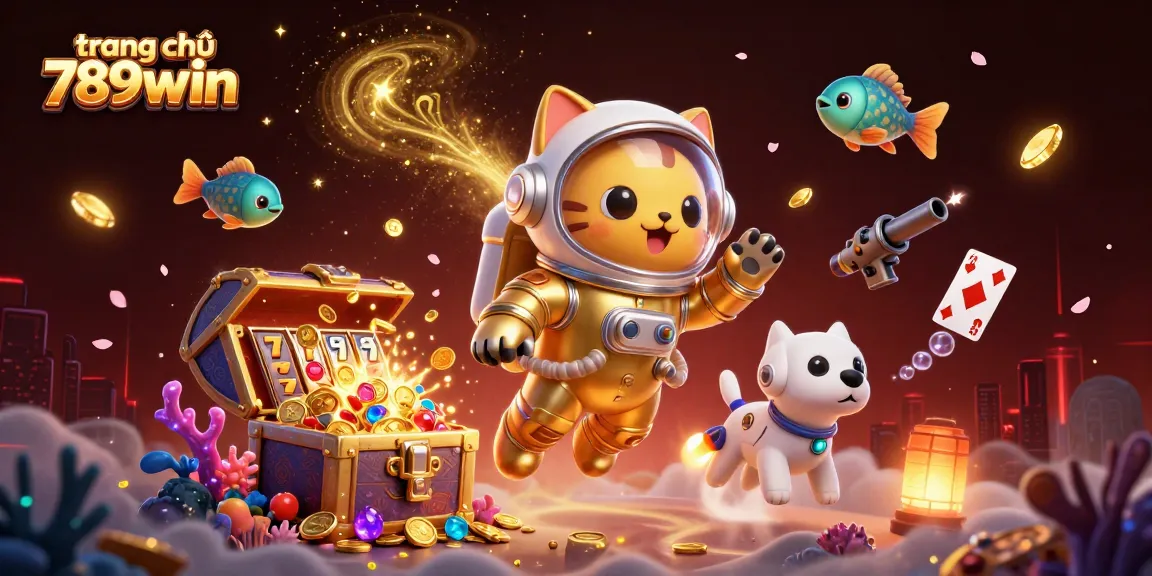 Engage with the vibrant world of trang chủ 789win through a lively 3D illustration of gaming excitement.