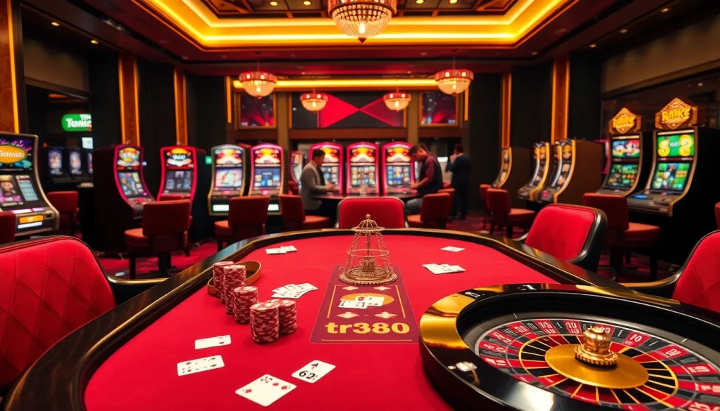 Experience thrilling poker action at TR88 casino, showcasing vibrant tables and refined gaming atmosphere.