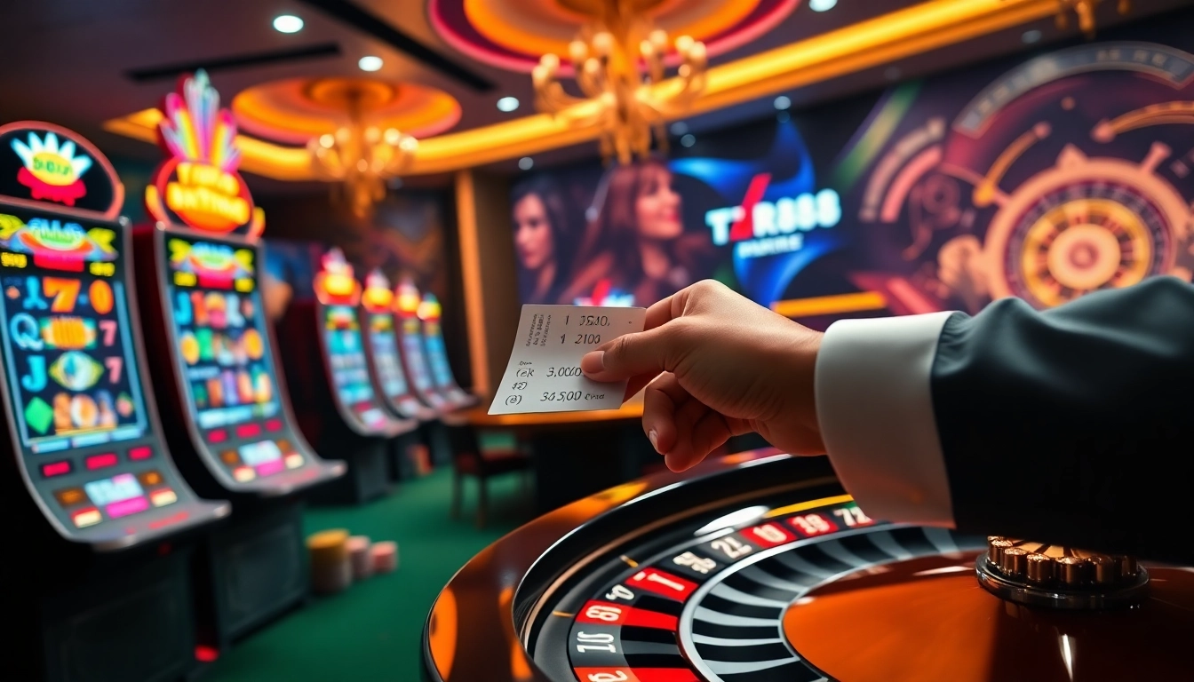 tr88 trang chủ engaging casino scene with vibrant slots and professional betting