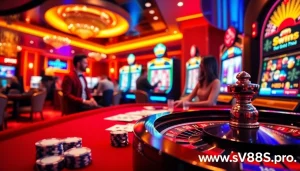 Engaging casino scene at https://sv88s.pro featuring a roulette wheel and poker action.