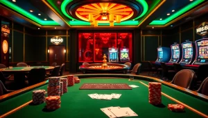 Experience the thrill of MB66 casino gaming with vibrant poker tables and roulette wheels.