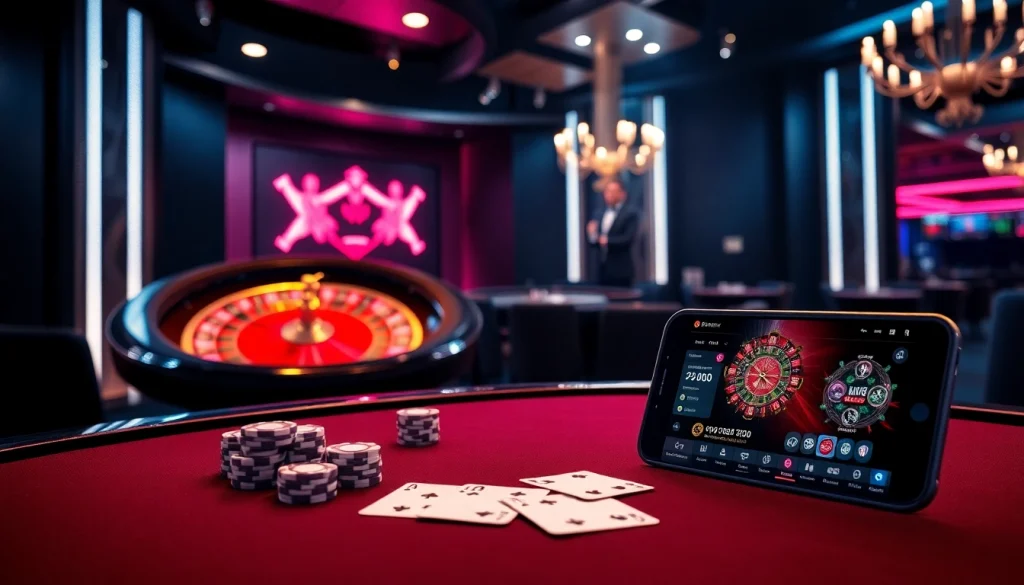 This image showcases an enchanting casino scene emphasizing online gambling at https://hu88u.com/, featuring a stylish poker setup.