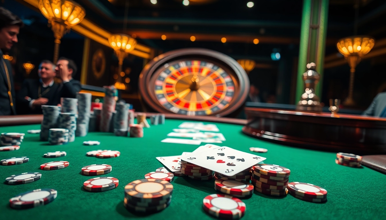 Players engaging at a luxurious casino table with HM88-themed gaming elements.