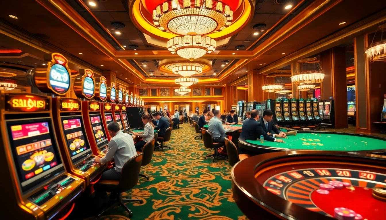 SODO CASINO gaming excitement with vibrant poker tables and engaging players celebrating wins.