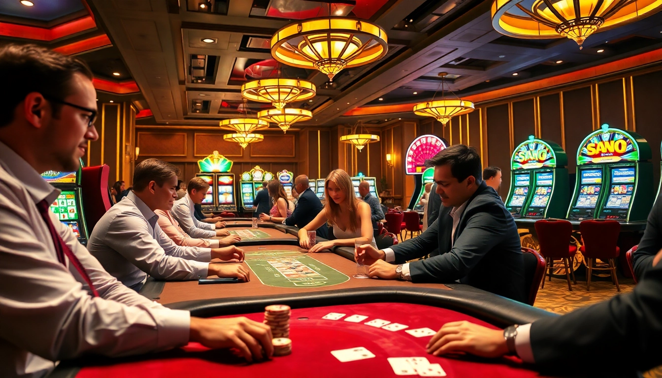 Excited players enjoying casino games at https://g28e.com/ with vibrant atmosphere and luxury details.