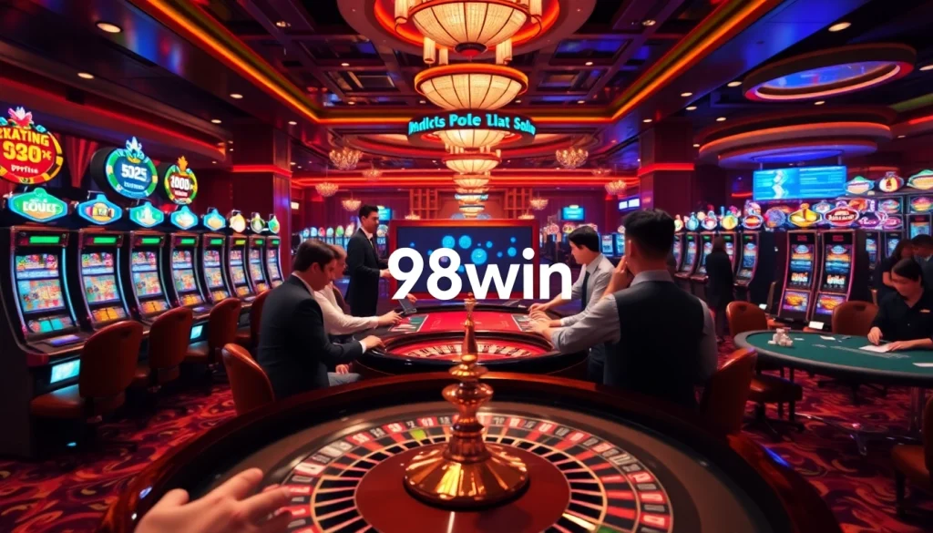 Experience the thrill of casino gaming with 98win as players engage in high-stakes poker.