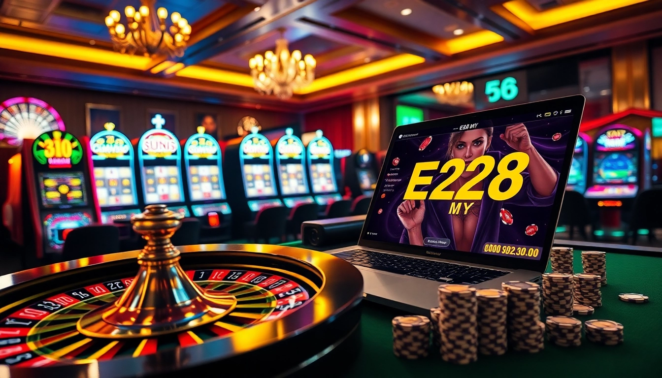 Engaging scene of E28 my platform with roulette wheel and colorful casino elements enhancing the gaming experience.